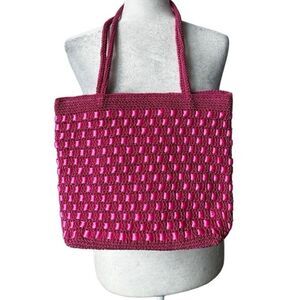 Handbag Shoulder Bag Pink Braided Ribbon Weave